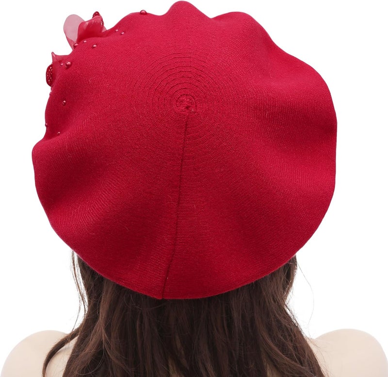 ZLYC Womens French Beret hat, Reversible Solid Color Mosaic Warm Beret Cap for Girls - Image 3